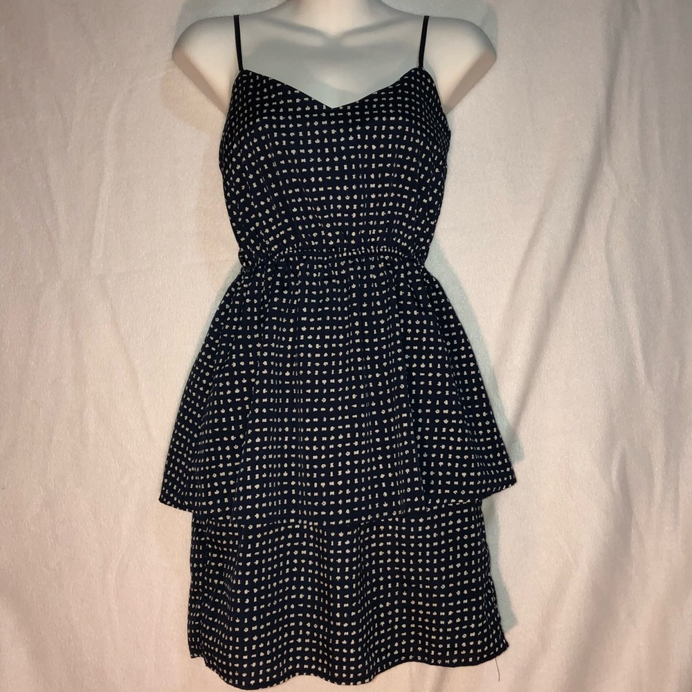Navy/white Double Layered Dress Spaghetti Straps